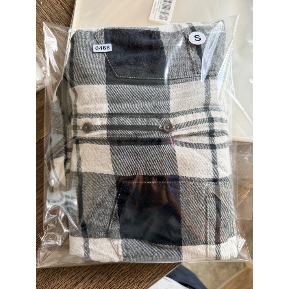 Madewell Navy Blue White Plaid Flannel Button Down Shirt Small Dual Pocket - Picture 6 of 6